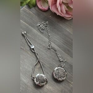 Tree of Life Essential Oil Diffuser Stainless Steel Locket Necklace and Bracelet